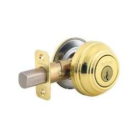 Kwikset 9803SMTCP Deadbolt, Alike Key, 1-Cylinder, Steel, Polished Brass