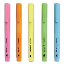Tank Style Chisel Tip Highlighter, Assorted Ink Colors, Chisel Tip, Assorted Barrel Colors, 5/Pack