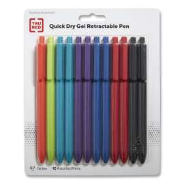 Quick Dry Gel Pen, Retractable, Medium 0.7 mm, Assorted Ink and Barrel Colors, 12/Pack