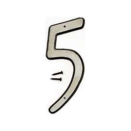HY-KO 30600 Series 30605 House Number, Character 5, 4 in H Character, Black/White Character