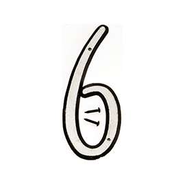 HY-KO 30600 Series 30606 House Number, Character 6, 4 in H Character, Black/White Character