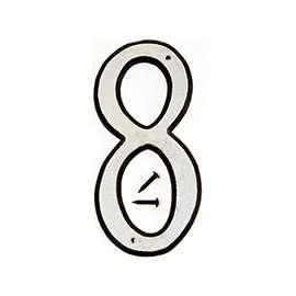 HY-KO 30600 Series 30608 House Number, Character 8, 4 in H Character, Black/White Character