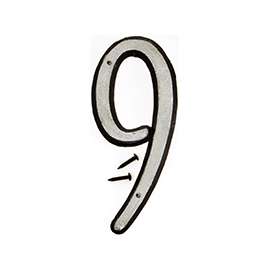 HY-KO 30600 Series 30609 House Number, Character 9, 4 in H Character, Black/White Character