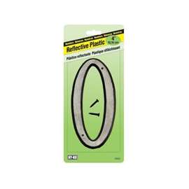 HY-KO 30600 Series 30610 House Number, Character 0, 4 in H Character, Black/White Character