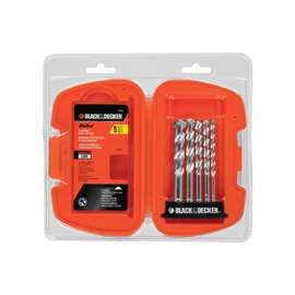 Black+Decker 16748 Rotary Drill Bit Set, Carbide, Silver, 5-Piece, For Corded or Cordless Drills