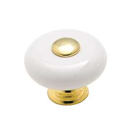 Amerock Allison Value 69228 Cabinet Knob, 1 in Projection, Porcelain, Polished Brass