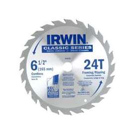 IRWIN 15120 Circular Saw Blade, 6-1/2 in Dia, Carbide Cutting Edge, 5/8 in Arbor