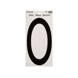 HY-KO RV-70/0 Reflective Sign, Character 0, 5 in H Character, Black Character