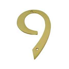 Schlage SC2-3096-605 #9 House Number, Character 9, 4 in H Character, Brass Character