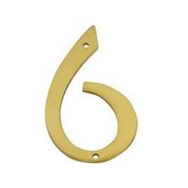 Schlage SC2-3066-605 #6 House Number, Character 6, 4 in H Character, Brass Character