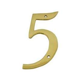 Schlage SC2-3056-605 #5 House Number, Character 5, 4 in H Character, Brass Character