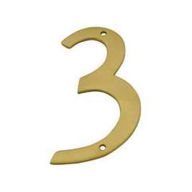 Schlage CS2-3036-605 #3 House Number, Character 3, 4 in H Character, Brass Character