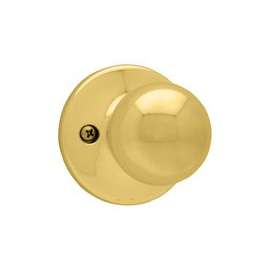 Kwikset 488P 3 Half-Inactive, Universal Dummy Door Knob, 1-7/8 in Dia Knob, Polished Brass