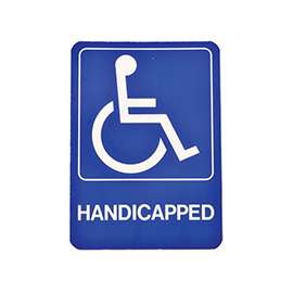 HY-KO D-17 Graphic Sign, Rectangular, HANDICAPPED, White Legend, Blue Background