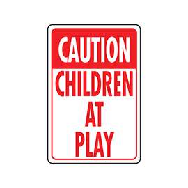 HY-KO HW-7 Traffic Sign, Rectangular, CHILDREN AT PLAY, Red Legend, White Background