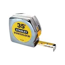 STANLEY 33-835 Measuring Tape, 35 ft L x 1 in W Blade, Steel Blade, Chrome
