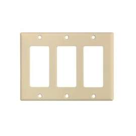 Eaton Cooper Wiring 2163 Series 2163V-BOX Standard-Size Wallplate, 3-Gang, Thermoset, Ivory
