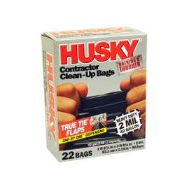 HUSKY HK42WC022B Contractor Clean-Up Bag, 42 gal Capacity, Poly, Black