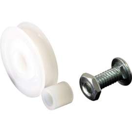 Prime-Line B 555 Door Roller, 1-1/4 in Dia Roller, Bottom Mounting, Nylon, White