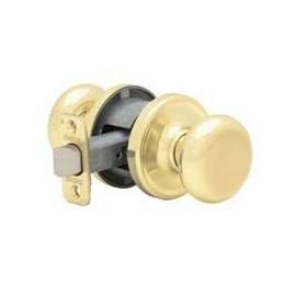 Kwikset 720J3CP6AL Door Knob, 2-1/4 in Strike, 1-3/8 to 1-3/4 in Thick Door, Polished Brass