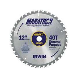 IRWIN MARATHON 14080 Table Saw Blade, 12 in Dia, Carbide Cutting Edge, 1 in Arbor