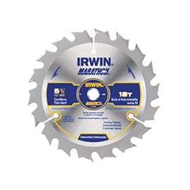 IRWIN MARATHON 14015 Circular Saw Blade, 5-3/8 in Dia, Carbide Cutting Edge, 0.39 in Arbor, Carbide