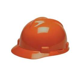 MSA SWX00305 Hard Hat, 4-Point Textile Suspension, HDPE Shell, Orange
