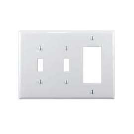 Eaton Wiring Devices PJ226W Combination, Mid-Size Wallplate, 3-Gang, Polycarbonate, White