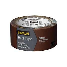 Scotch 3920-BR Colored Duct Tape, 20 yd L, 1.88 in W, Rubber Adhesive, Brown