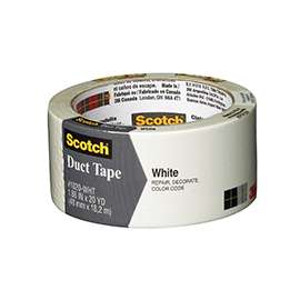 Scotch 3920-WH Colored Duct Tape, 20 yd L, 1.88 in W, White