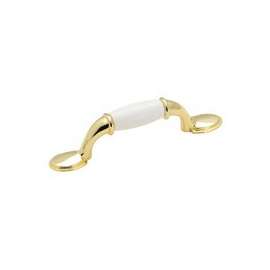 Amerock 245WPB Cabinet Pull, 5-1/16 in L Handle, Plastic/Zinc, Polished Brass