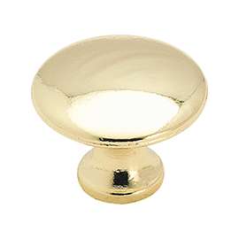 Amerock 255PB Cabinet Knob, 15/16 in Projection, Zinc, Polished Brass