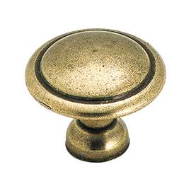 Amerock 848LB Cabinet Knob, 1 in Projection, Zinc, Light Antique Brass