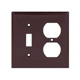 Eaton Wiring Devices PJ18B Combination, Mid-Size Wallplate, 2-Gang, Polycarbonate, Brown