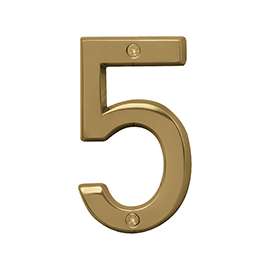 HY-KO Prestige BR-42PB/5 House Number, Character 5, 4 in H Character, Brass Character