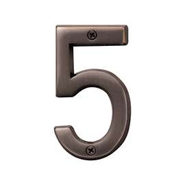 HY-KO Prestige BR-42OWB/5 House Number, Character 5, 4 in H Character, Bronze Character