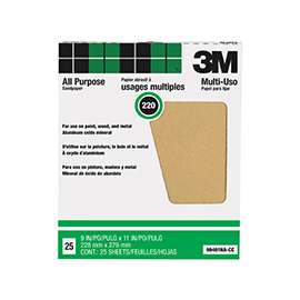 Pro Pak 99401 Sanding Sheet, 220-Grit, Paper Backing, Aluminum Oxide, Tan