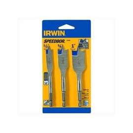 IRWIN 88889 Standard Spade Bit Set, HSS, 3-Piece, For 1/4 in Quick-Change Chucks and Impact Drills
