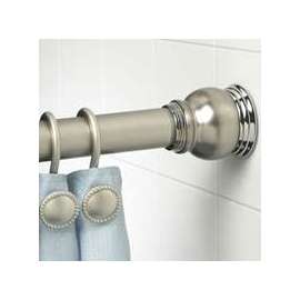 Zenna Home 663NS Shower Curtain Rod, 1 in Dia Rod, Steel, Satin Nickel