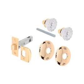 Defender Security E 2317 Adjustable Glass Knob Passage Door Latch Set, Brass