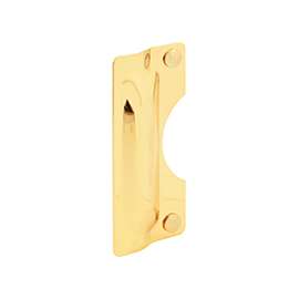 Defender Security U 9502 Entry Door Latch Shield, 7 in L, 3 in W, Steel, Brass
