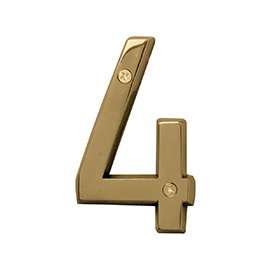 HY-KO Prestige BR-42PB/4 House Number, Character 4, 4 in H Character, Brass Character