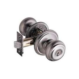 Schlage Georgian F51A VGEO620 Keyed Entry Knob, 1-3/8 to 1-3/4 in Thick Door, Brass/Zinc, Antique Pewter