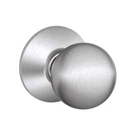 Schlage Orbit F10CSVORB626 Hall and Closet Lock Passage Knob, 1-3/8 to 1-3/4 in Thick Door, Brass, Satin Chrome