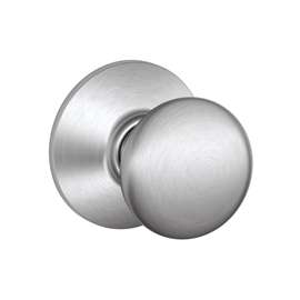 Schlage Plymouth F10CSV 626 Hall and Closet Lock Passage Knob, 1-3/8 to 1-3/4 in Thick Door, Metal, Satin Chrome