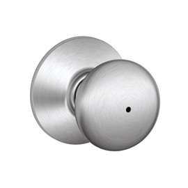 Schlage Plymouth F40CSVPLY626 Privacy Door Knob, 1-3/8 to 1-3/4 in Thick Door, Satin Chrome