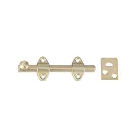 National Hardware 763550 Surface Bolt, 4 in L, Steel, Satin Brass