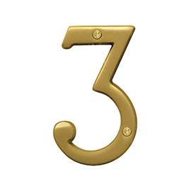HY-KO Prestige BR-43BB/3 House Number, Character 3, 4 in H Character, Brass Character