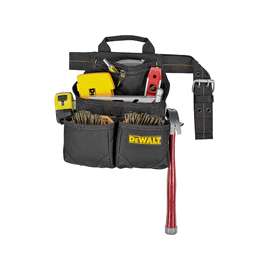 CLC DG5663 Nail/Tool Bag, 6-Pocket, Zipper Closure, 2 in Strap/Belt, Leather, Black/Yellow