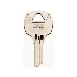 Hy-Ko 11010RO7 Key Blank, 1.72 in L x 0.9 in W, Brass, Nickel Plated